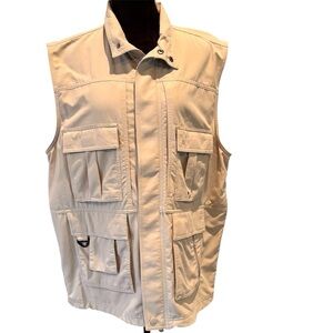 TravelSmith Men's RFID Traveler's Vest in Stone, Large, Hiking Fishing Hunting